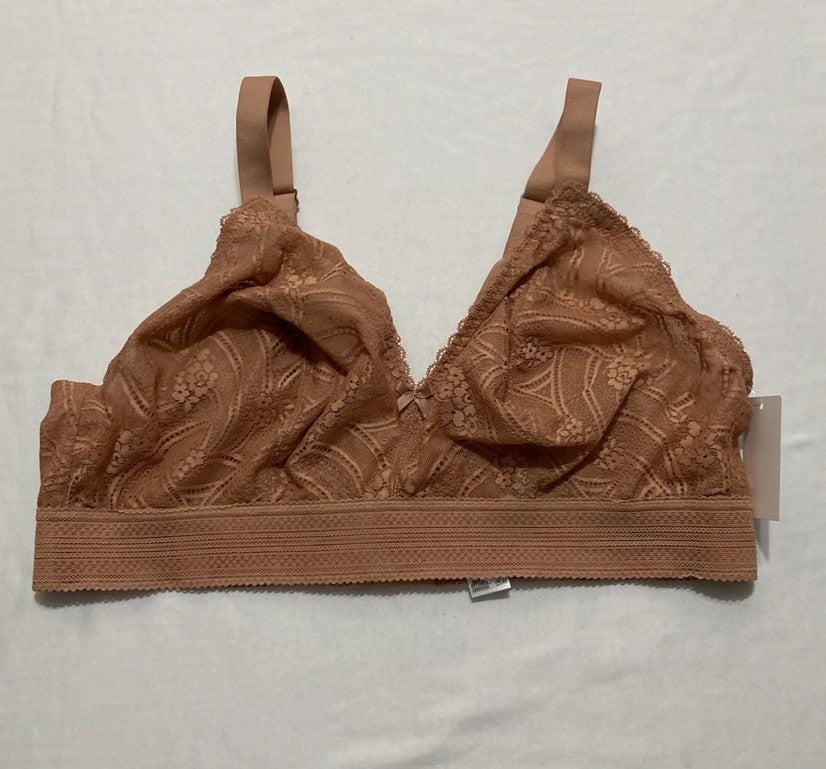 GLAMORISE Plus Size Luxe Lace Bralette Wirefree CAPPUCCINO 42DD