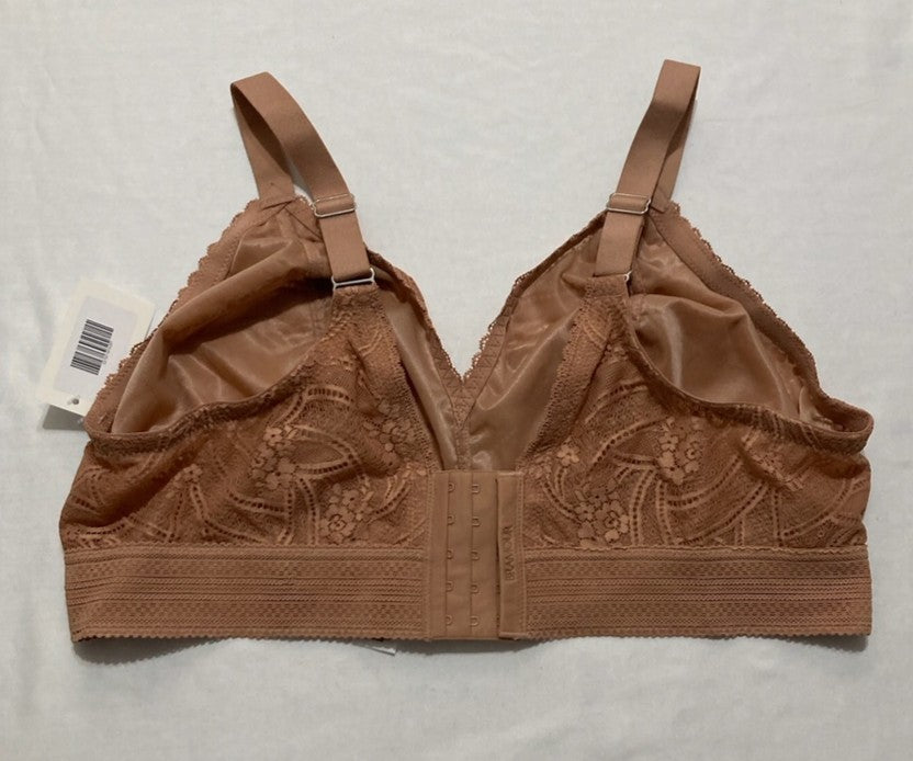 GLAMORISE Plus Size Luxe Lace Bralette Wirefree CAPPUCCINO 42DD