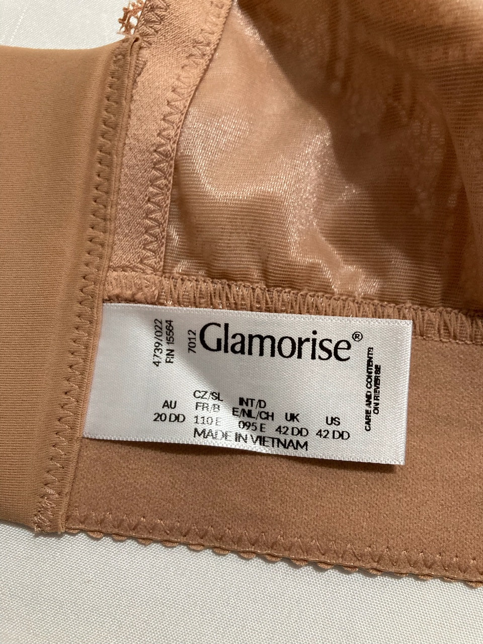 GLAMORISE Plus Size Luxe Lace Bralette Wirefree CAPPUCCINO 42DD