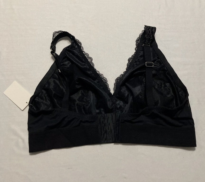 GLAMORISE Lace Plunge Bralette Wirefree BLACK 40DD