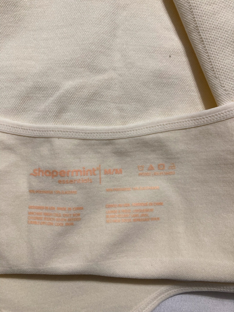 SHAPERMINT Essentials Scoop Neck Mid-Thigh Bodysuit BEIGE M