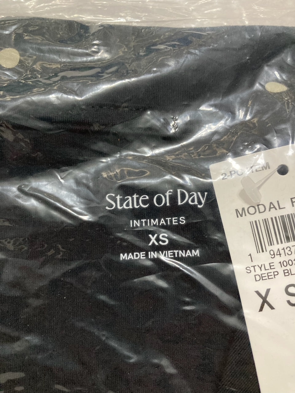 STATE OF DAY Modal Fluid Knit Notch Collar Pajama Set BLACK XS