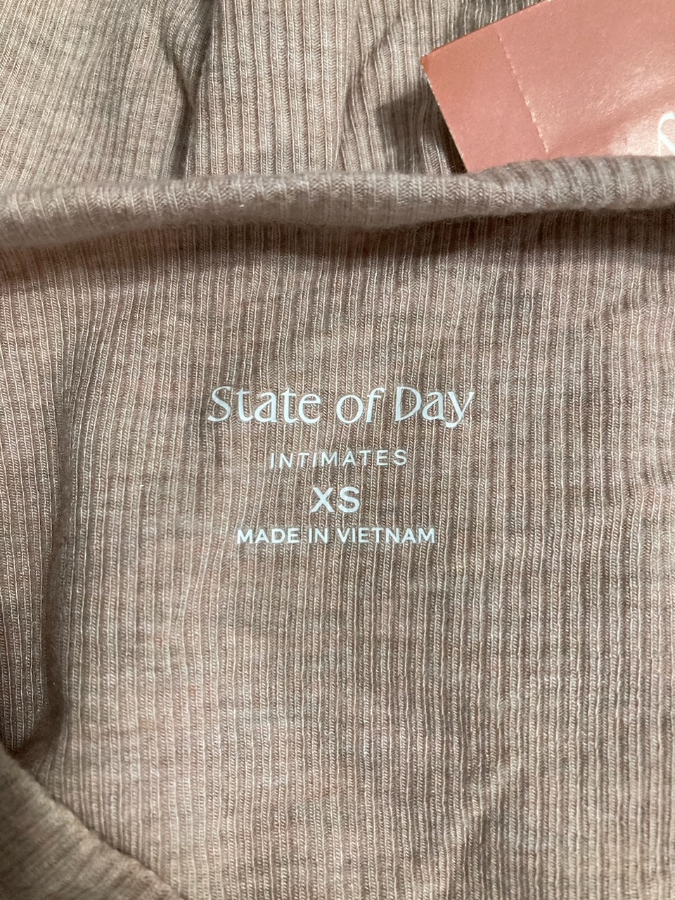 STATE OF DAY Cotton Stretch Crew Neck pajama top BROWN XS