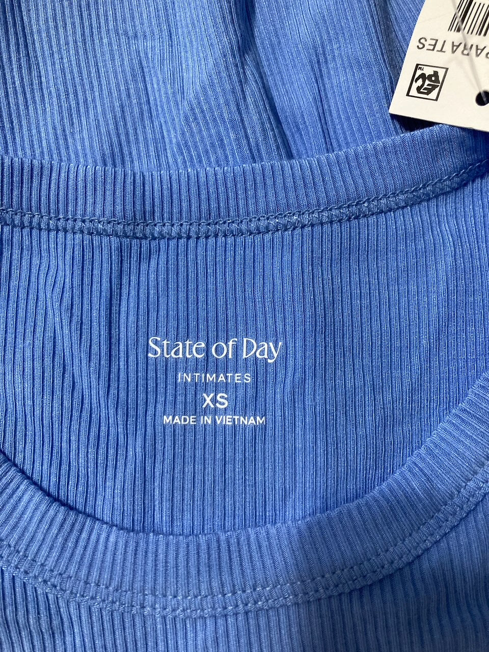 STATE OF DAY Cotton Stretch Crew Neck pajama top BLUE XS