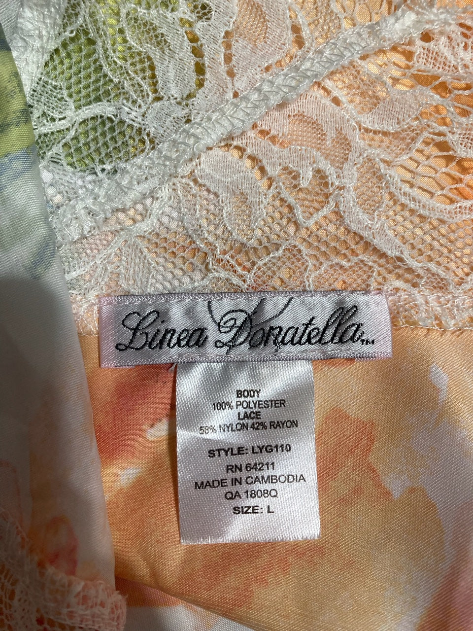 LINEA DONATELLA Lindsey Garden Lace-Trim Chemise FLORAL L