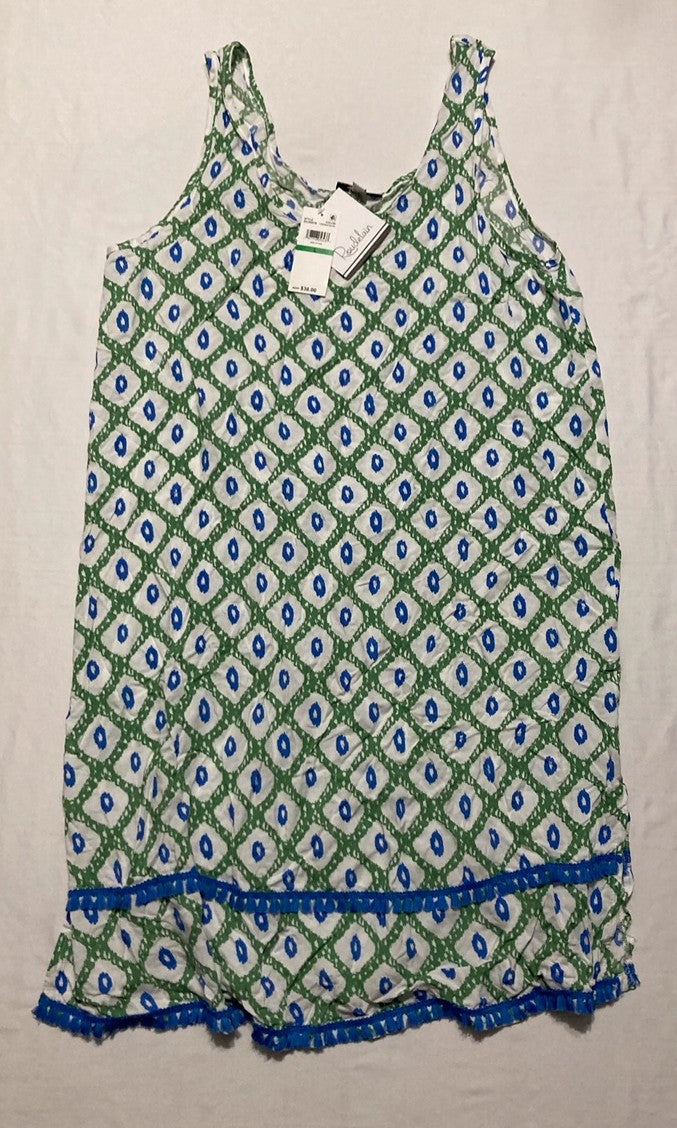 ROUDELAIN Printed Tassel-Trim Tank Nightgown GREEN L