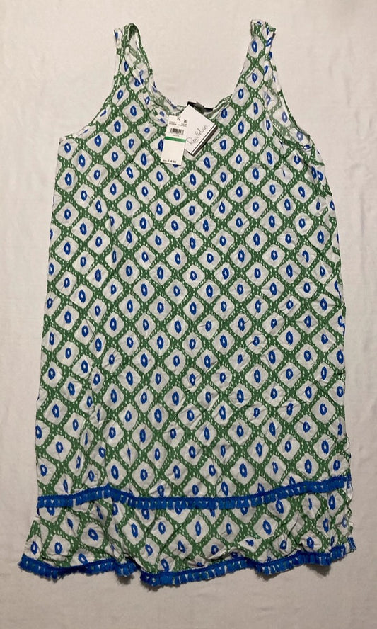 ROUDELAIN Printed Tassel-Trim Tank Nightgown GREEN L