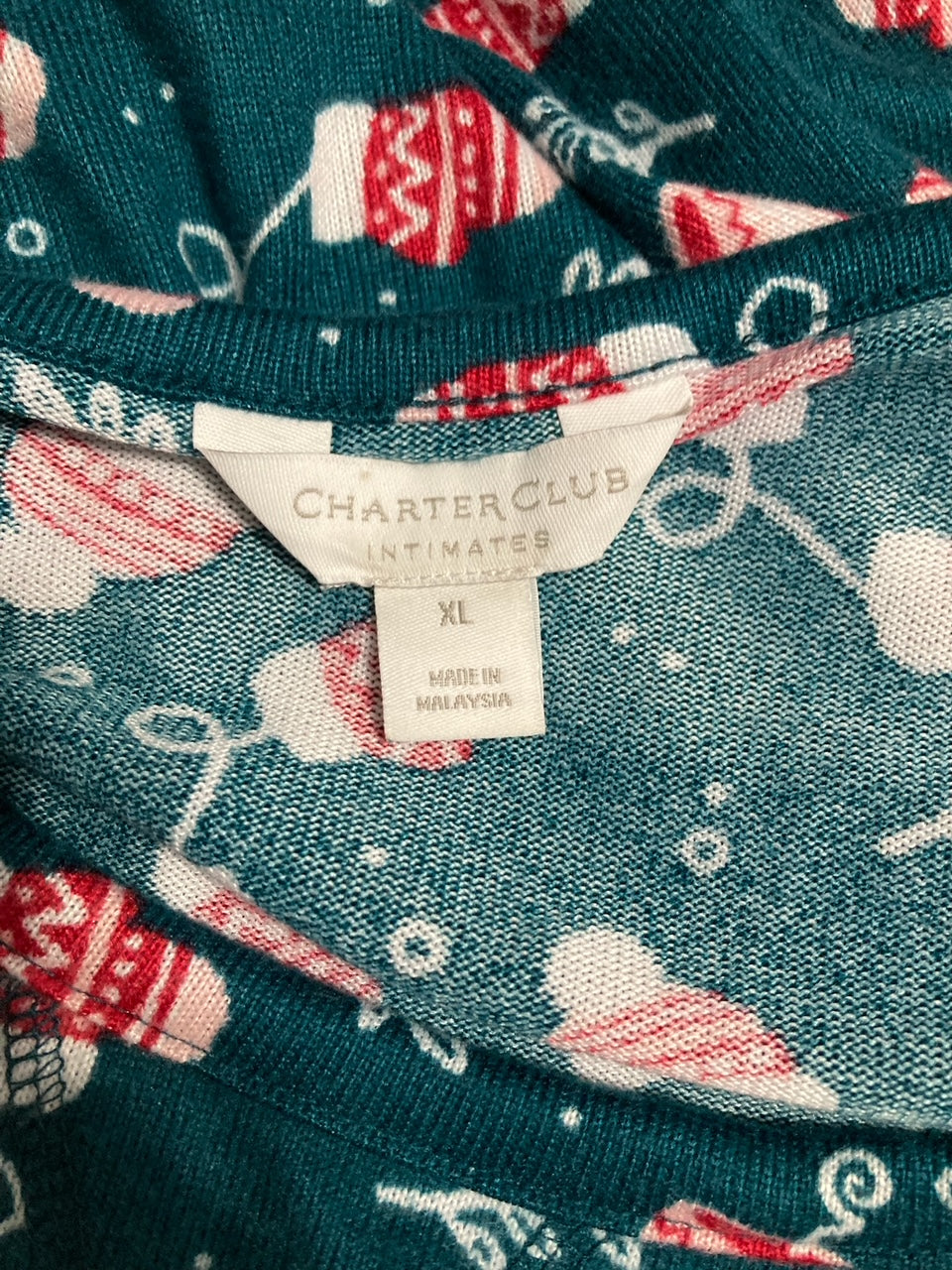 CHARTER CLUB Printed Long-Sleeve Sleepshirt WARM HOLIDAY XL