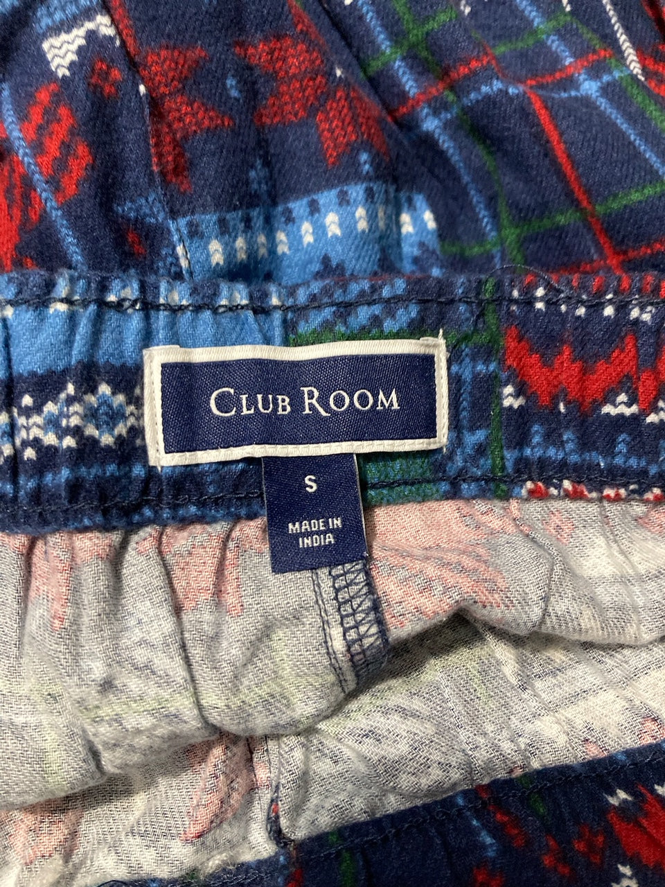 CLUB ROOM Holiday Lights Fleece Drawstring Pajama Pants BLUE S