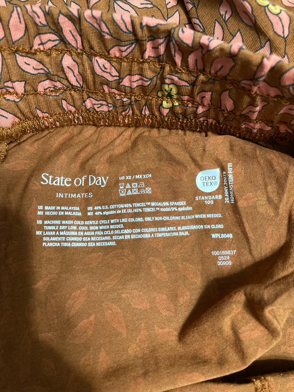 STATE OF DAY Jogeer pajama pants FLORAL VINES XS