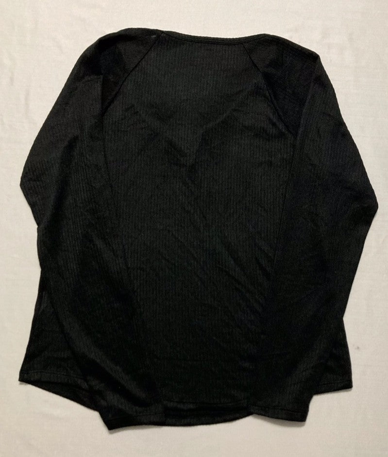 JENNI Split-Neck Pajama Top BLACK M