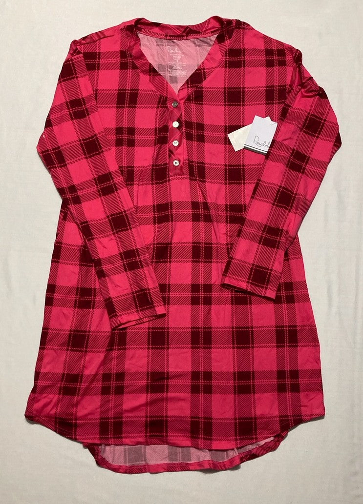 ROUDELAIN Long-Sleeve Henley Sleepshirt RED S