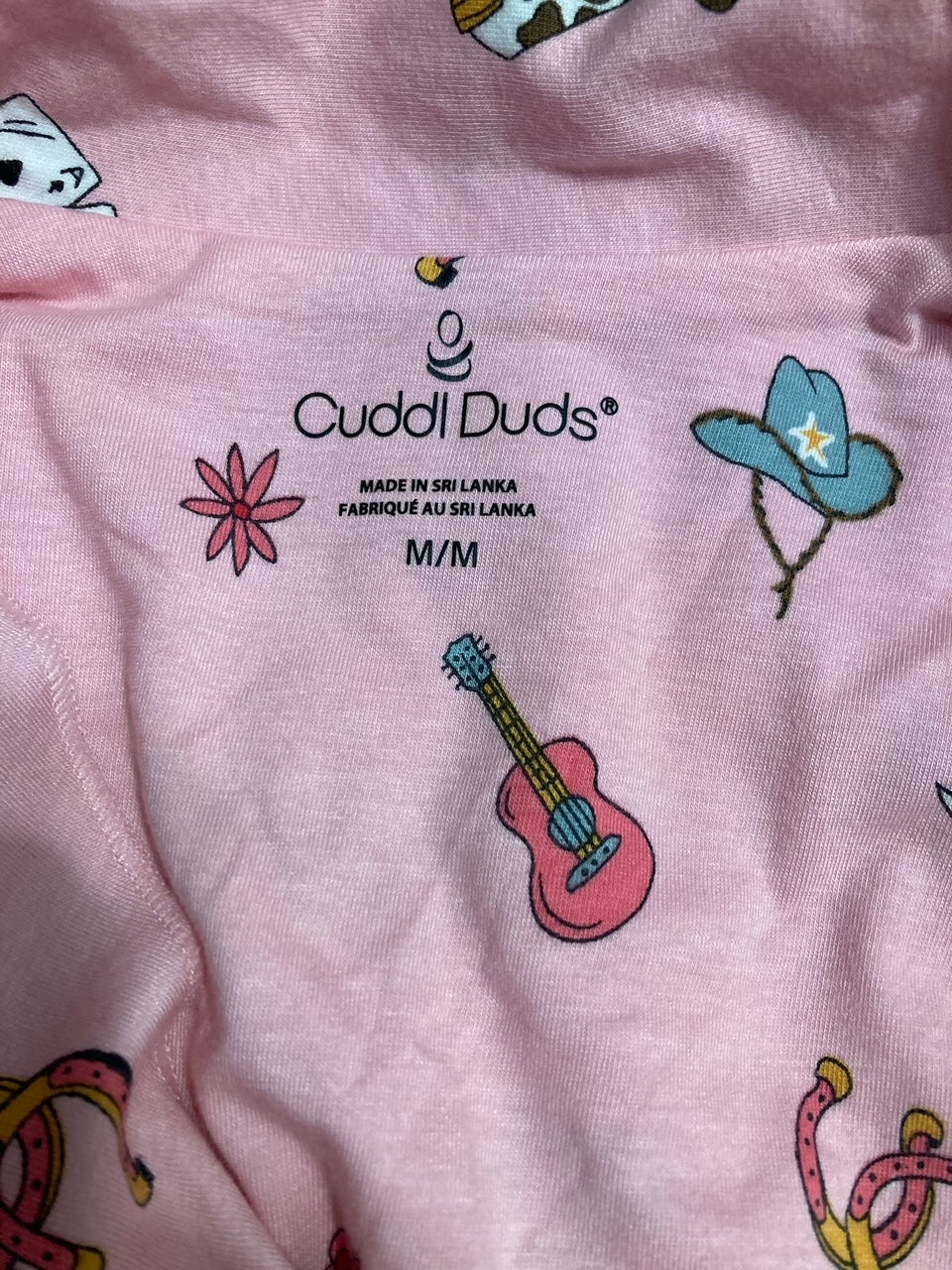 CUDDL DUDS Cotton Blend Short Sleeve Notch Collar & Short 2 pc pajama set  PINK M