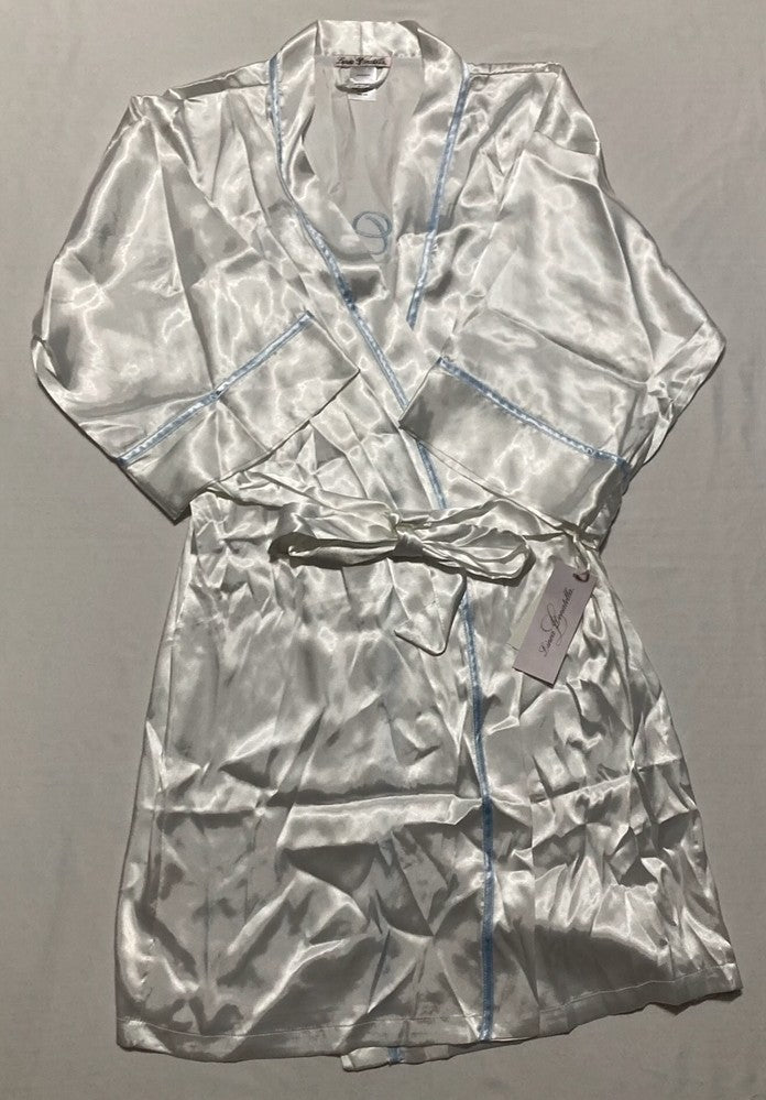 LINEA DONATELLA Maid Of Honor Satin Wrap Robe WHITE S/M