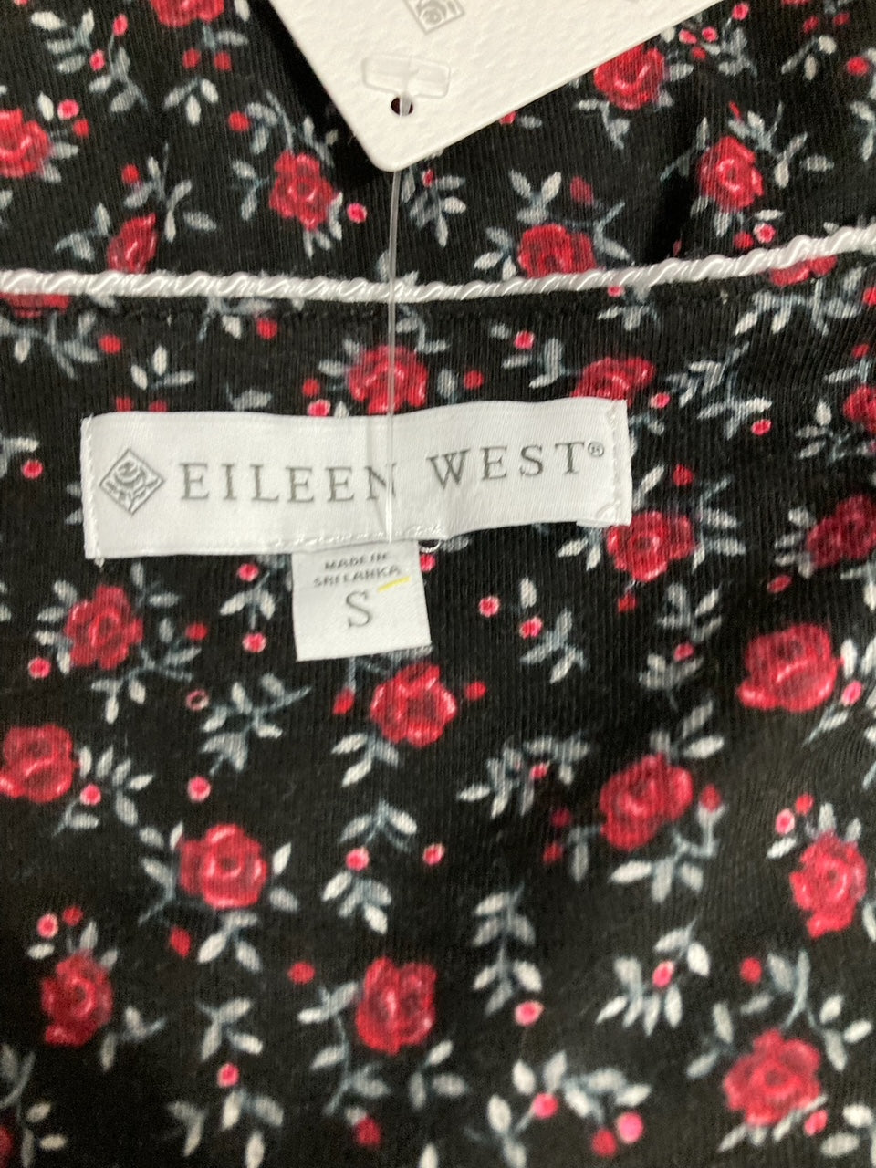 EILEEN WEST Long Sleeve Short Nightgown BLACK