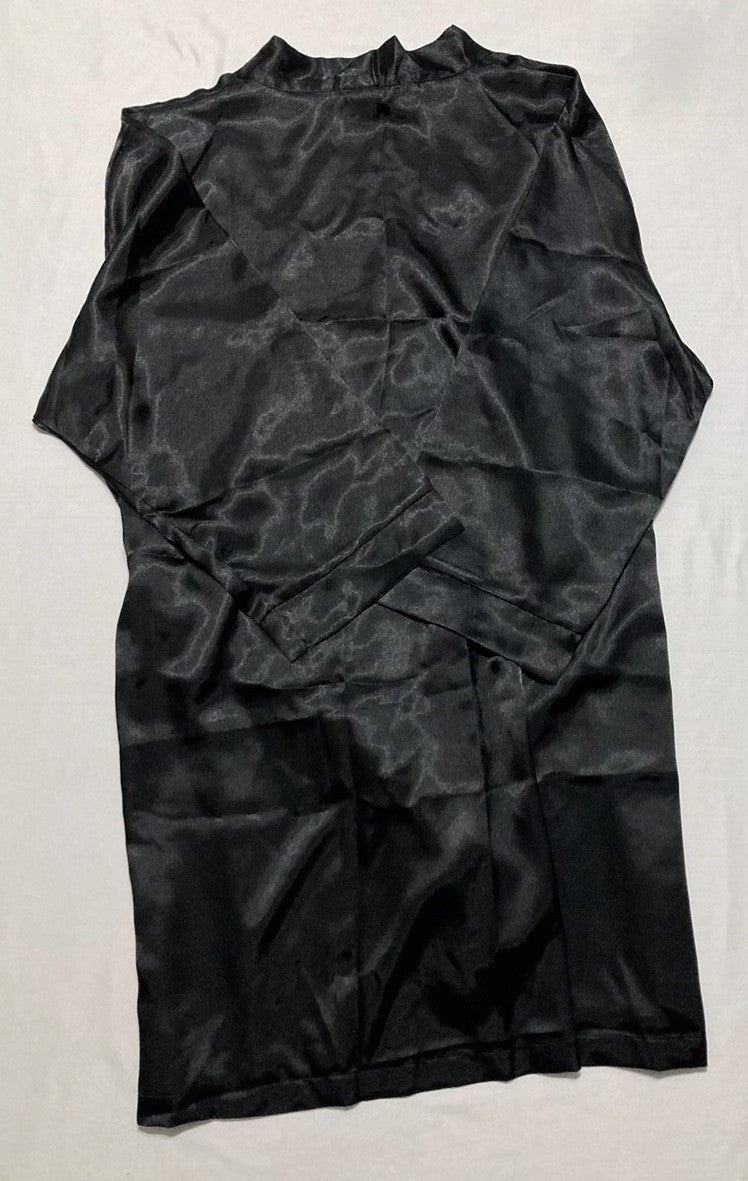 ICOLLECTION Long Sleeve Satin Robe BLACK 1X