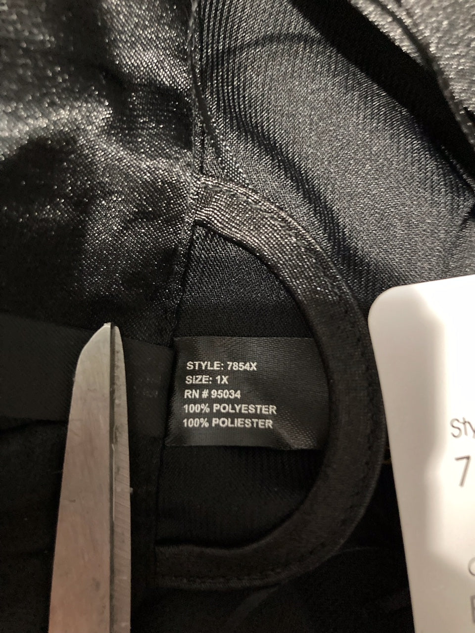 ICOLLECTION Long Sleeve Satin Robe BLACK 1X