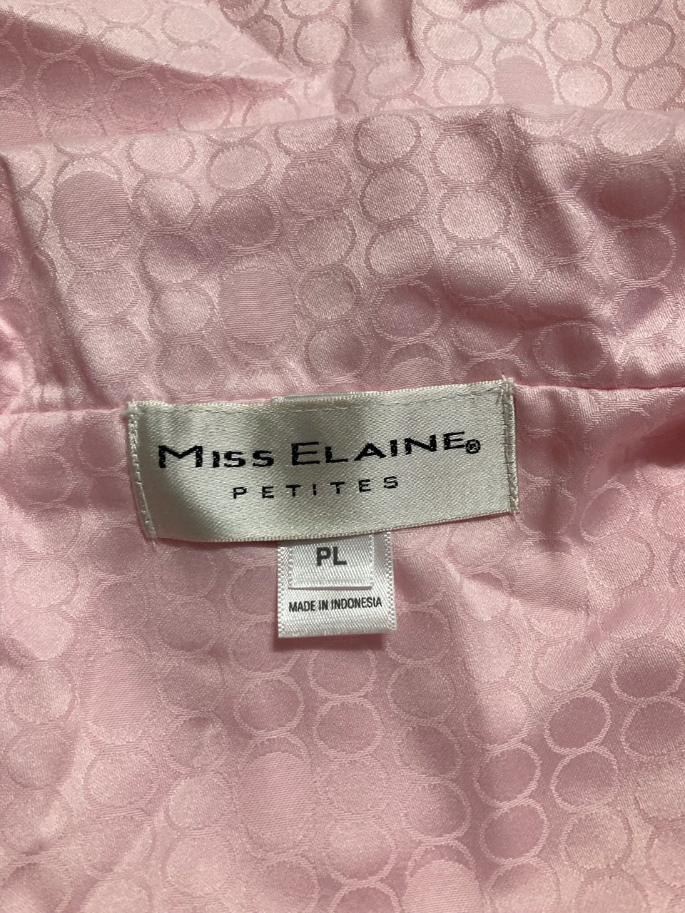 MISS ELAINE 2-Piece Notch Collar Top and Pull-On Pants Pajama Set PINK PETITE L