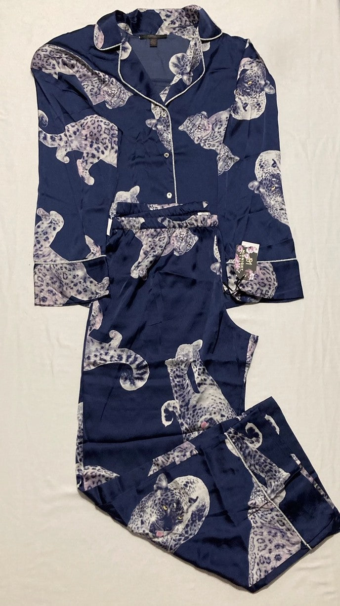MIDNIGHT BAKERY 2-pc. Satin Pajamas Set NAVY XL
