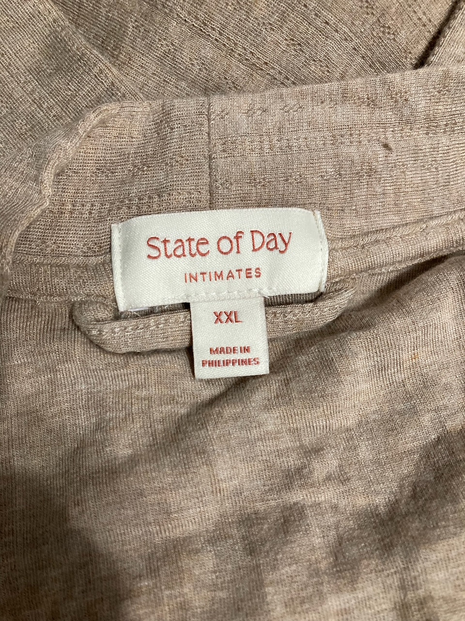 STATE OF DAY Robe Shawl Collar PEANUT HEATHER 2XL