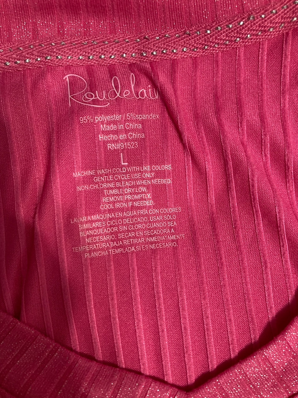 ROUDELAIN Notch-Collar Top & Pants Pajama Set DARK PINK L