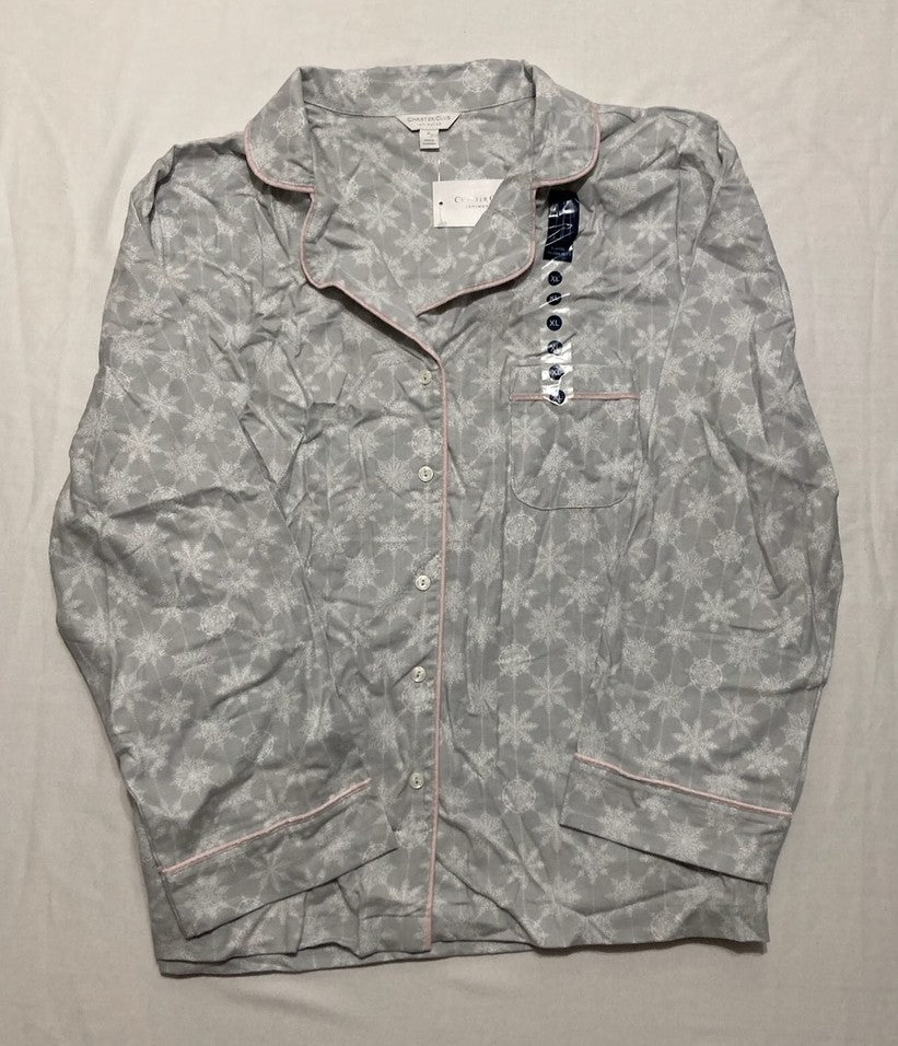 CHARTER CLUB 2-Pc. Cotton Flannel Packaged Pajamas Set GREY XL