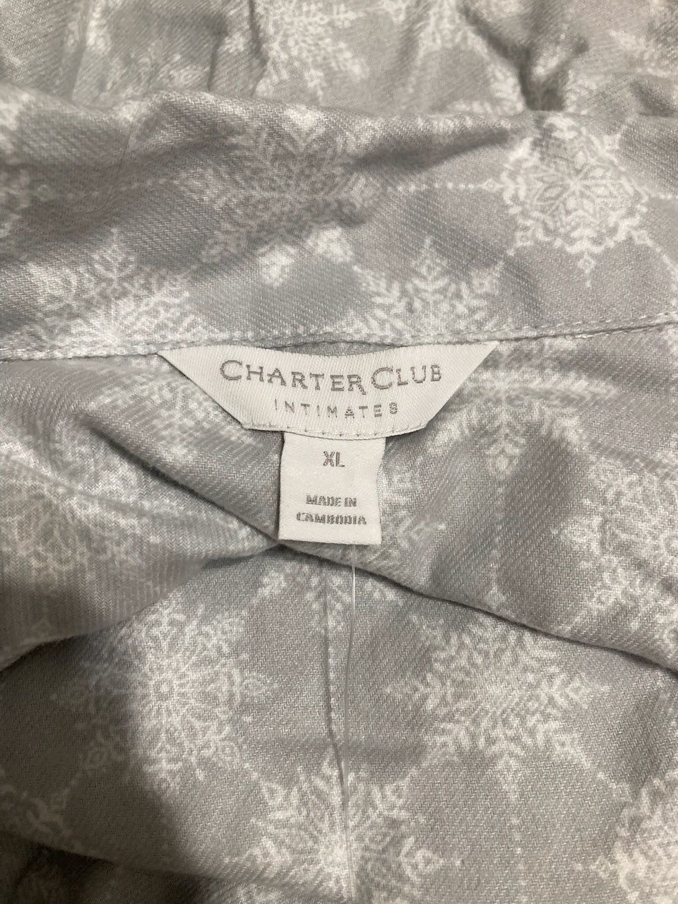 CHARTER CLUB 2-Pc. Cotton Flannel Packaged Pajamas Set GREY XL