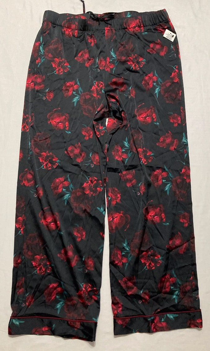 I.N.C 2-Pc. Piped-Trim Satin Pajamas Set RED M