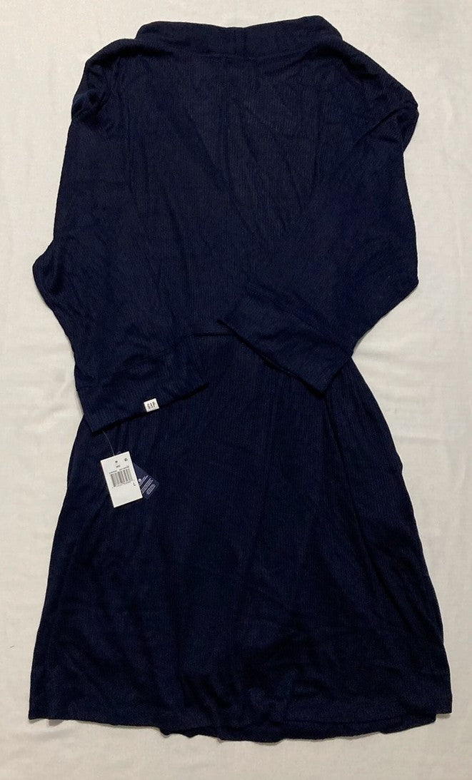 GAP Long-Sleeve Ribbed Belted Robe NAVY L