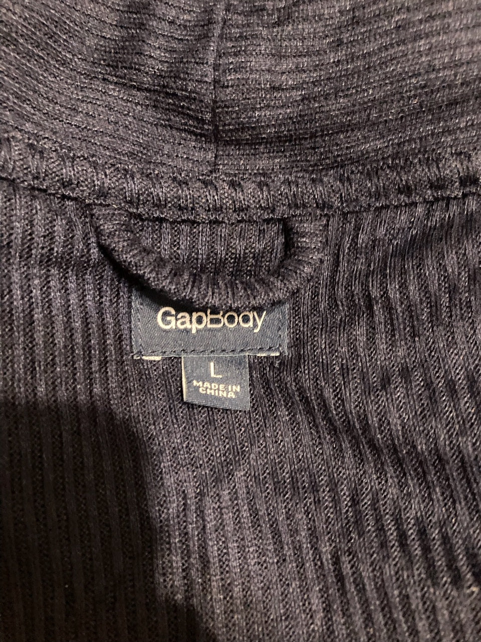 GAP Long-Sleeve Ribbed Belted Robe NAVY L