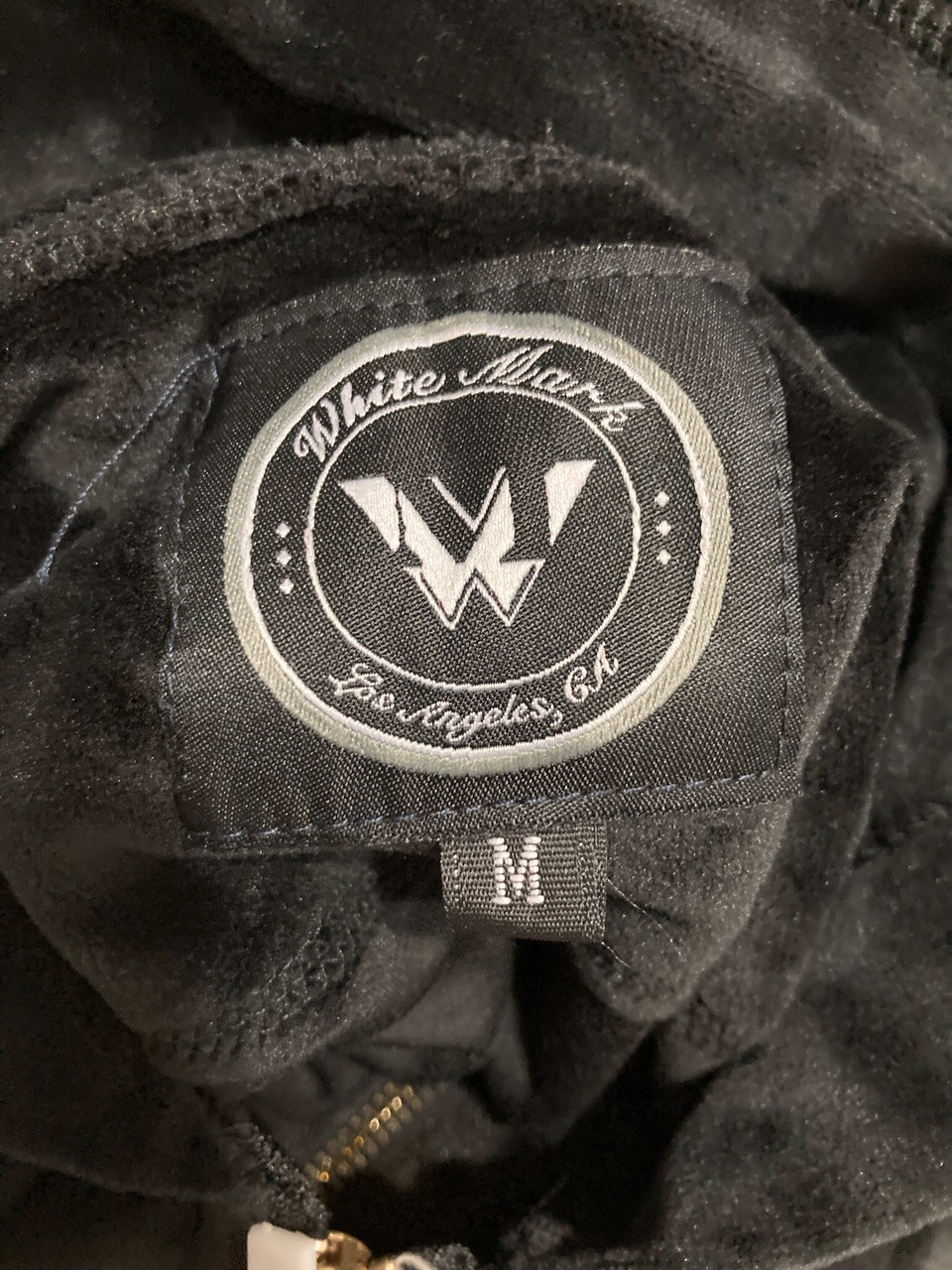 WHITE MARK Velour Tracksuit Loungewear Top BLACK M