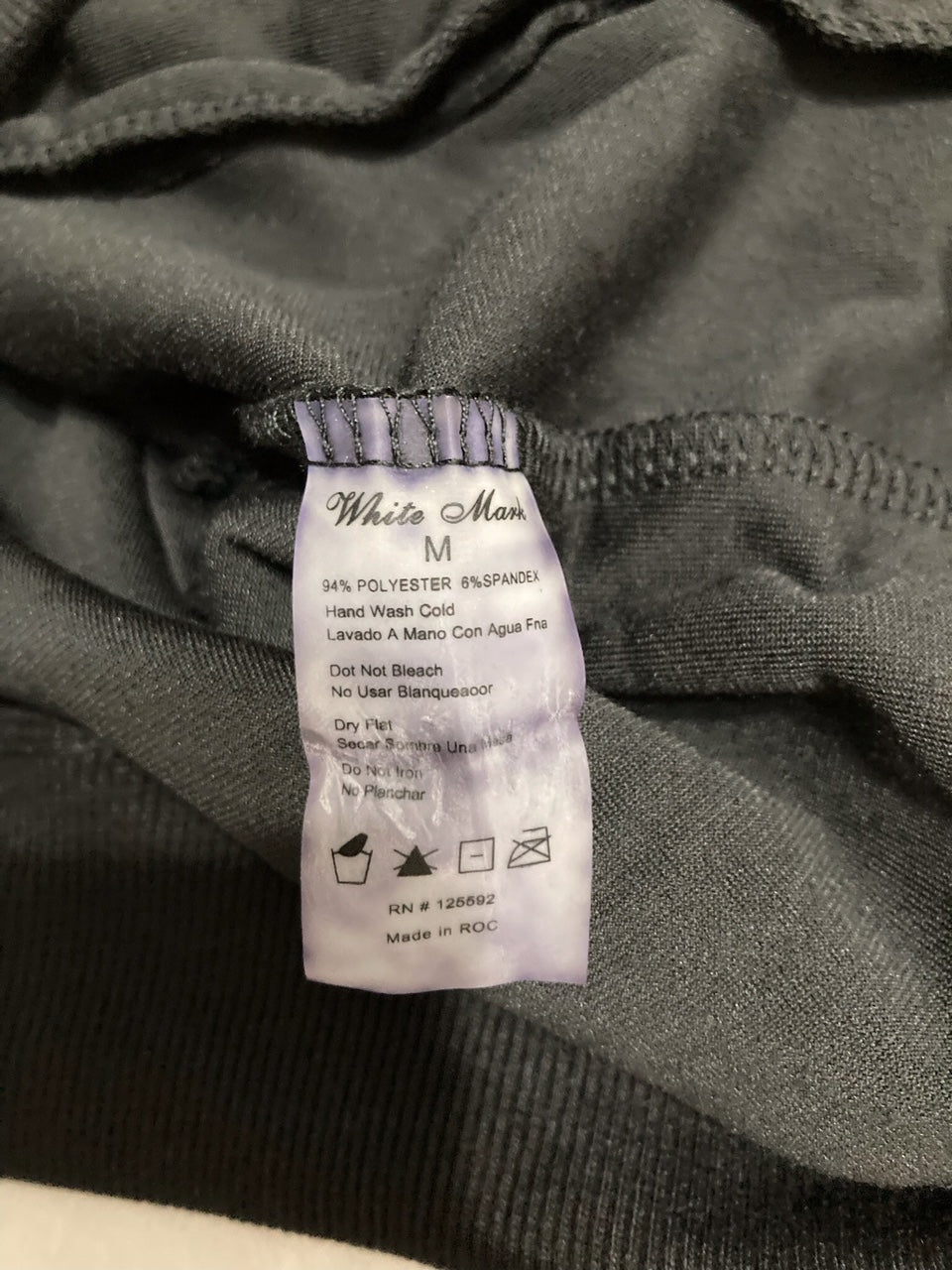 WHITE MARK Velour Tracksuit Loungewear Top BLACK M