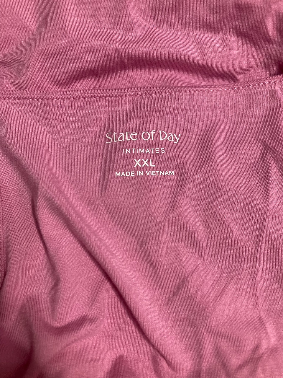 STATE OF DAY Ribbed Tank & Foldover Pants Pajama Set THULIAN PINK 2XL