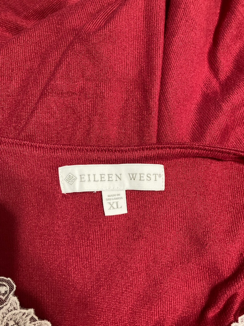EILEEN WEST Soft and Cozy Dream Sweater Knit Long Sleeve SOLID RED CLARET XL