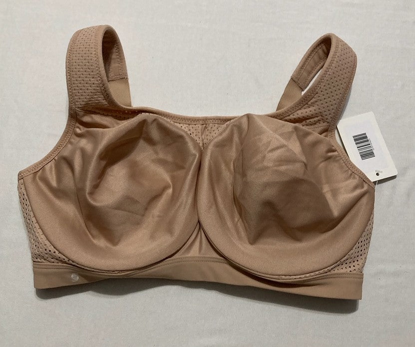 GLAMORISE Full Figure High Impact Wonderwire Sports Bra Underwire CAFÉ 34F