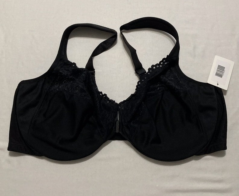 GLAMORISE Plus Size Wonderwire Front-Closure Bra Underwire BLACK 50C