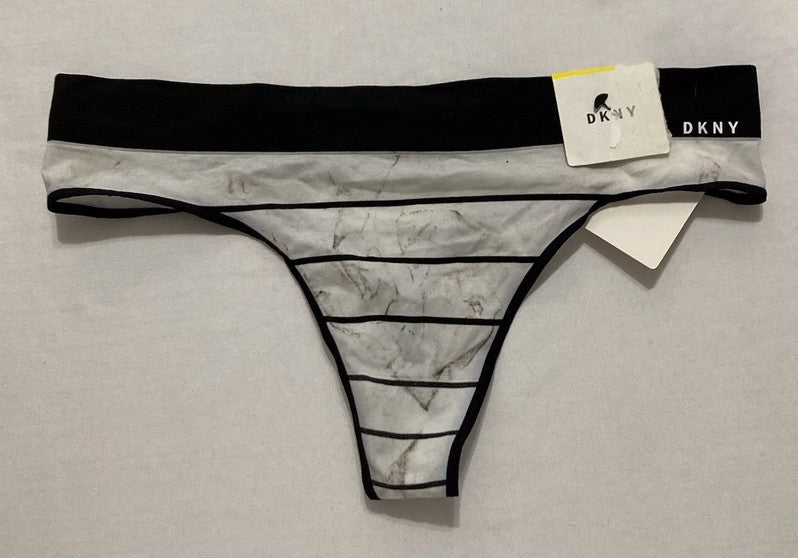 NWD DKNY Seamless Litewear Thong Panty WHITE/BLACK M