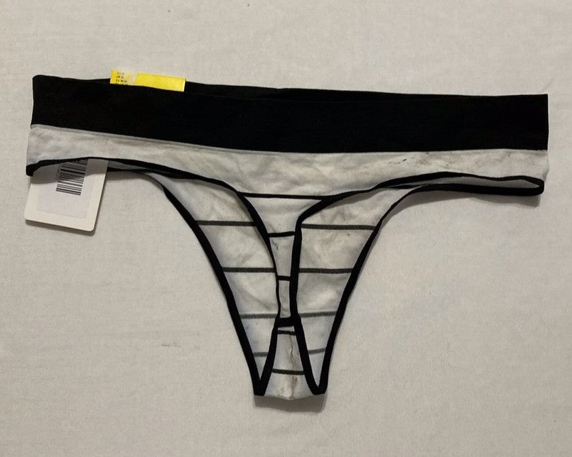 NWD DKNY Seamless Litewear Thong Panty WHITE/BLACK M