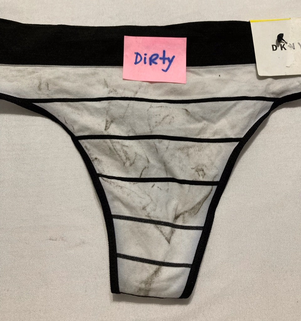 NWD DKNY Seamless Litewear Thong Panty WHITE/BLACK M