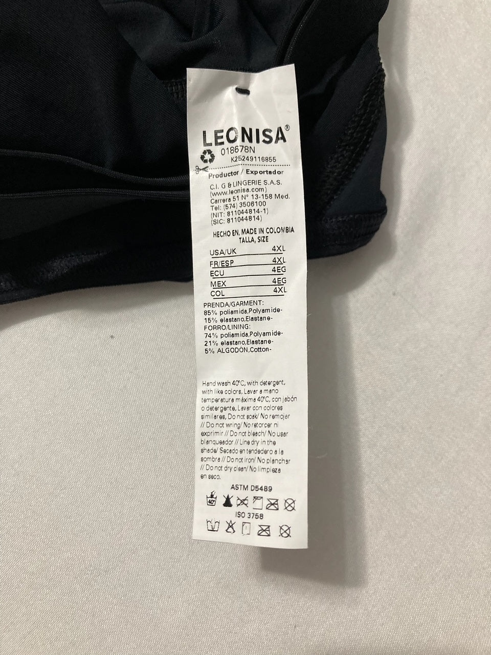 LEONISA Shapewear Bodysuit with Boyshort Bottom BLACK 4XL