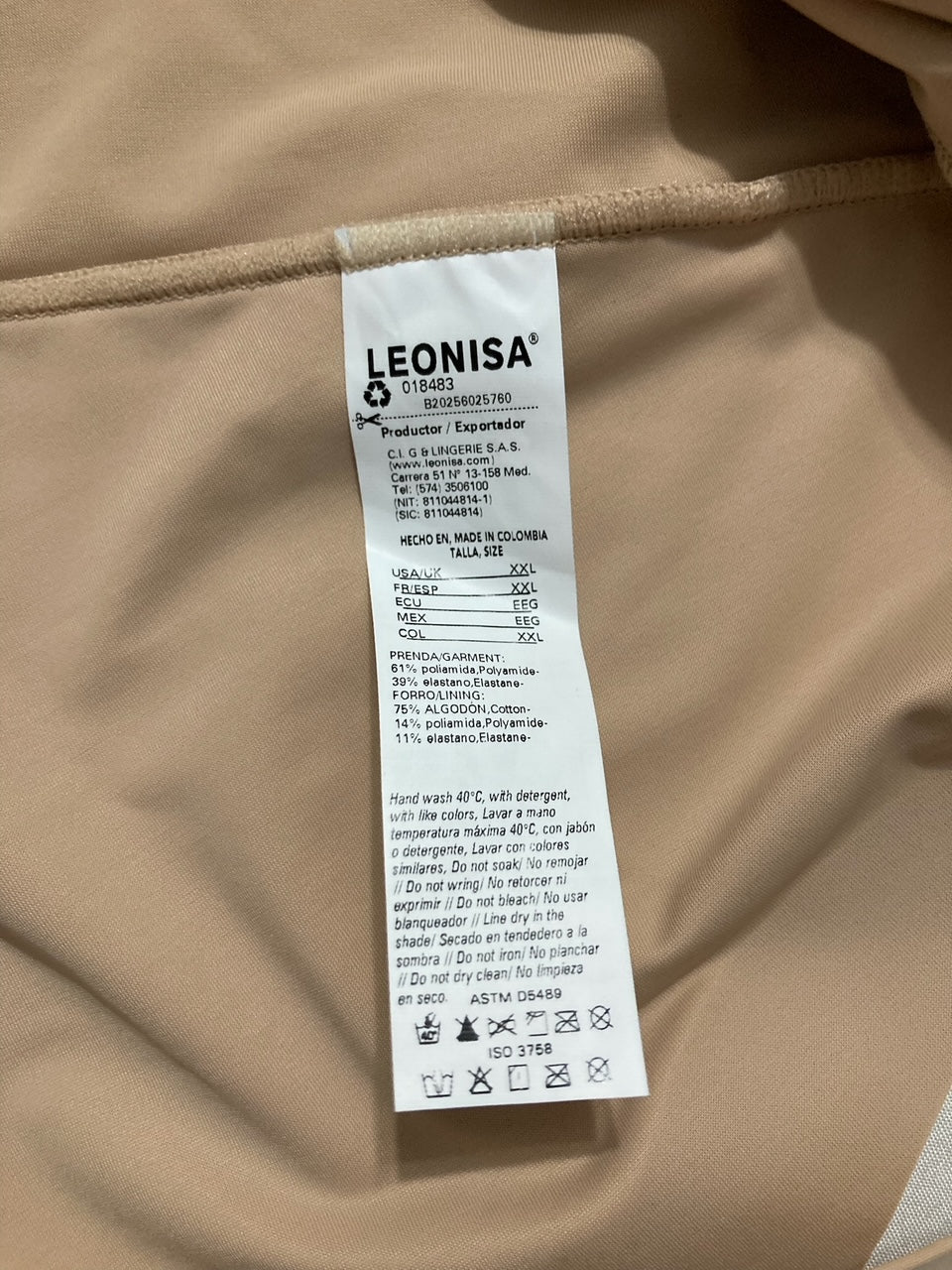 LEONISA Bodysuit Shaper BEIGE XXL