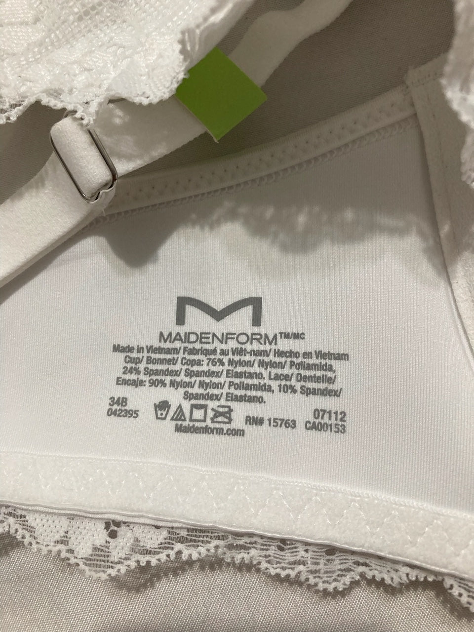 NWD MAIDENFORM Racerback Bra with Shaping & Support Underwire Bras WHITE 34B