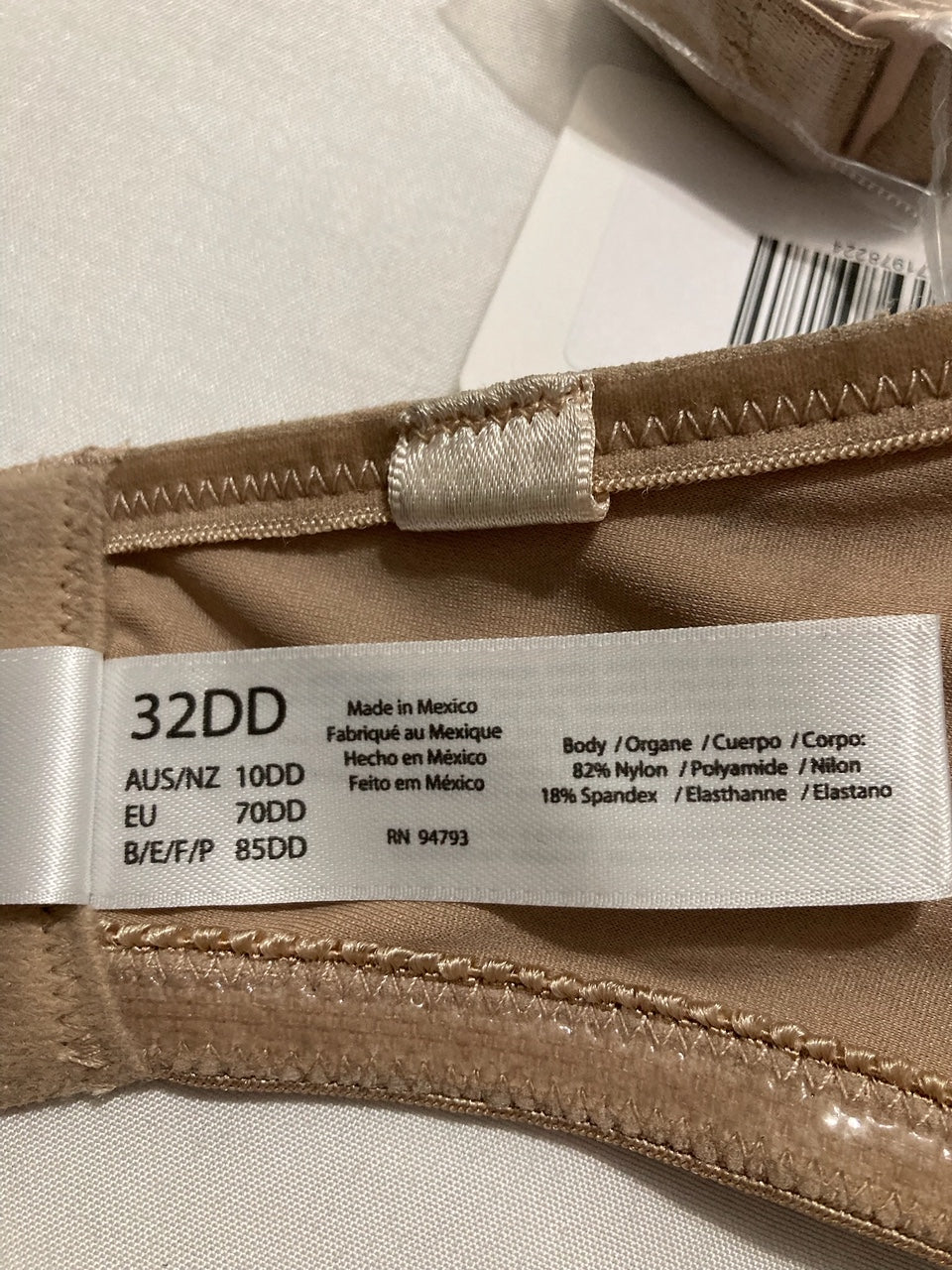 NWD DOMINIQUE Hidden Underwire Convertible Strapless Bra BEIGE 32DD