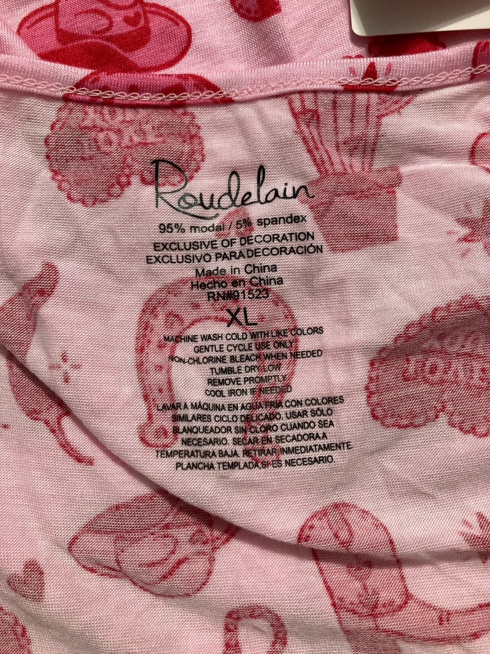 ROUDELAIN Valentine's Fairytale Pajama Top PINK XL