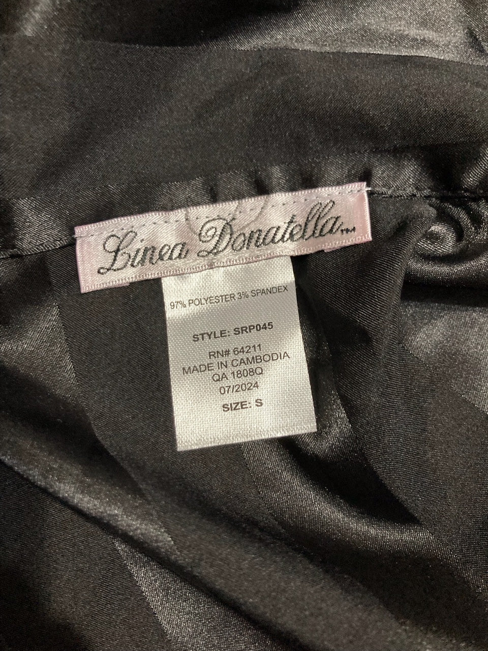 NWD LINEA DONATELLA 2-Pc. Satin Feather-Trim Pajama Set BLACK S