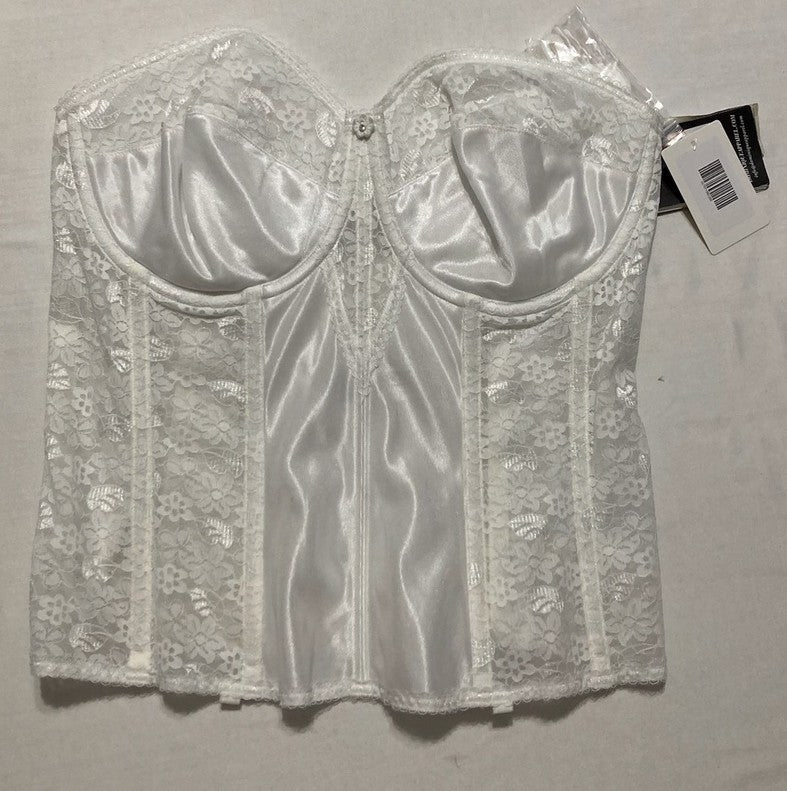 NWD DOMINIQUE Lace Longline Corset Bustier Bra WHITE 38DD