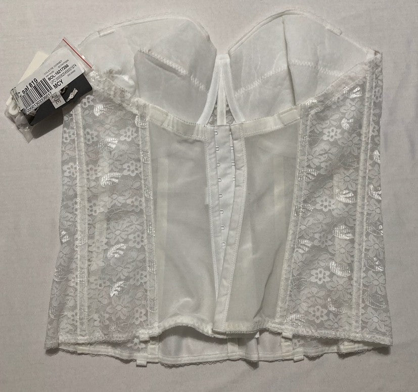 NWD DOMINIQUE Lace Longline Corset Bustier Bra WHITE 38DD