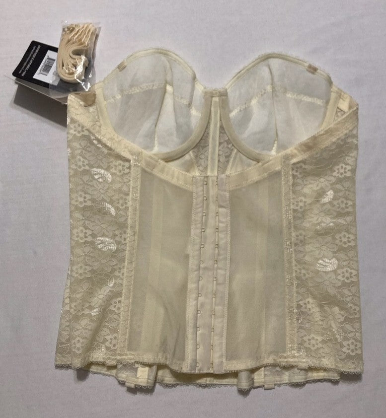 NWD DOMINIQUE Lace Longline Corset Bustier Bra IVORY 36B