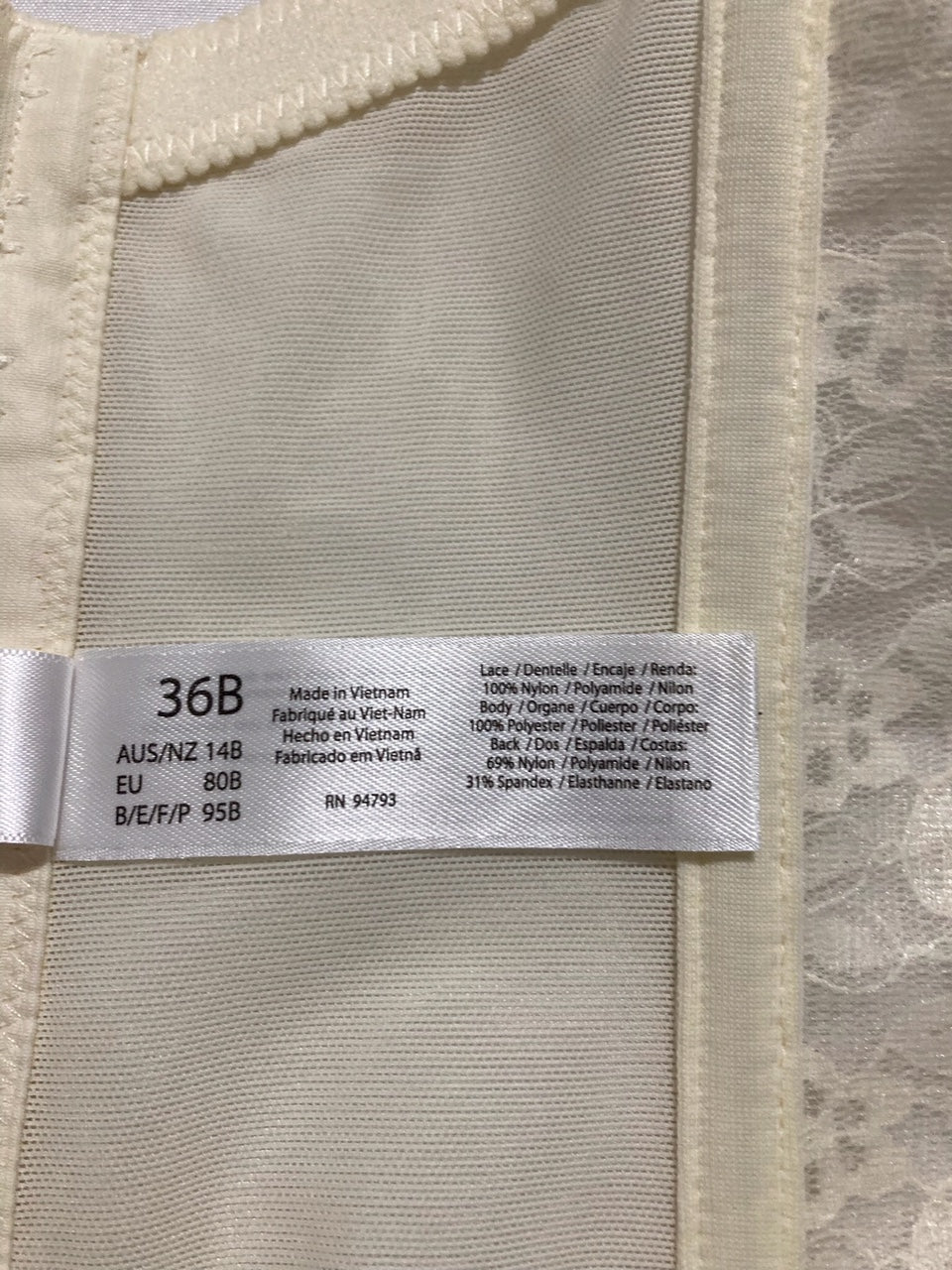 NWD DOMINIQUE Lace Longline Corset Bustier Bra IVORY 36B