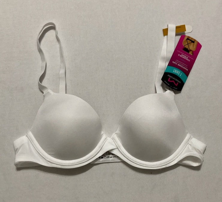 MAIDENFORM Underwire, One Fab Fit Demi T-Shirt, Convertible Bra WHITE 32A